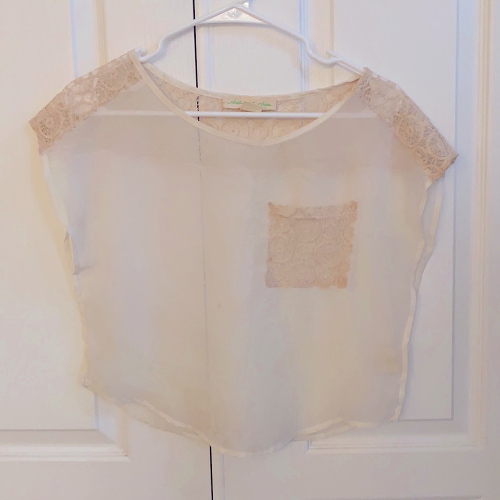White sheer crop top XS